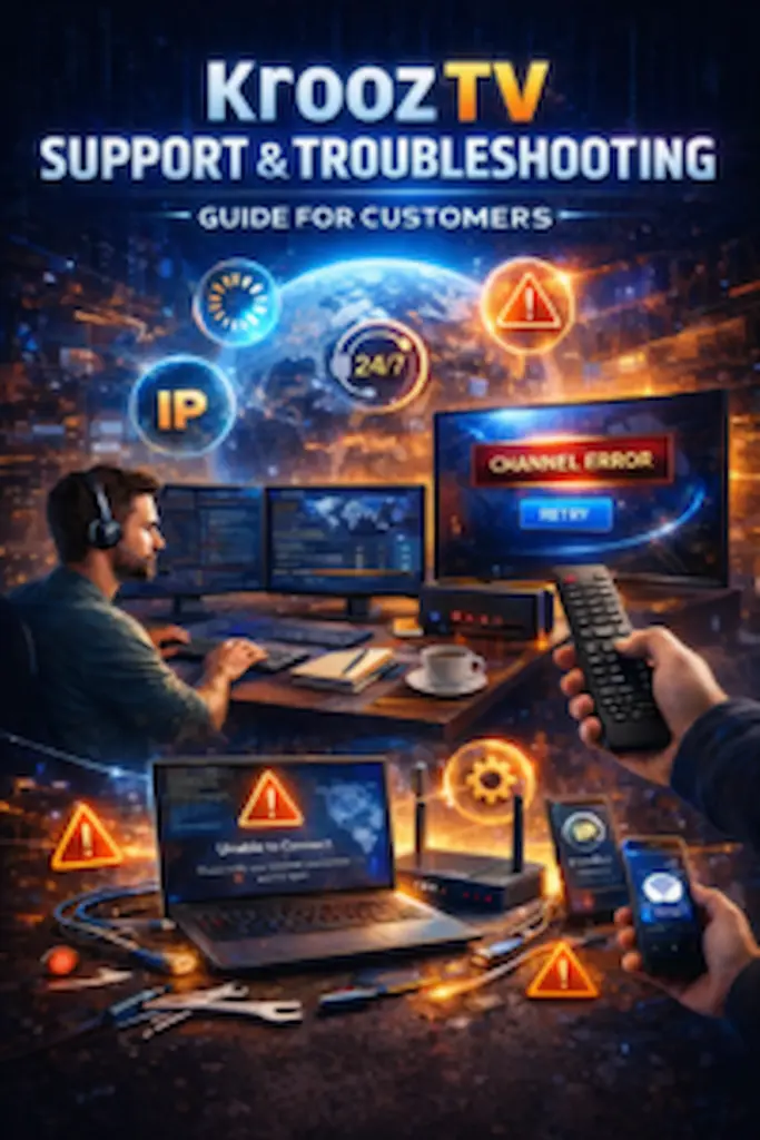 Customer support and troubleshooting tips for Krooz TV to resolve buffering and connection problems easily.
